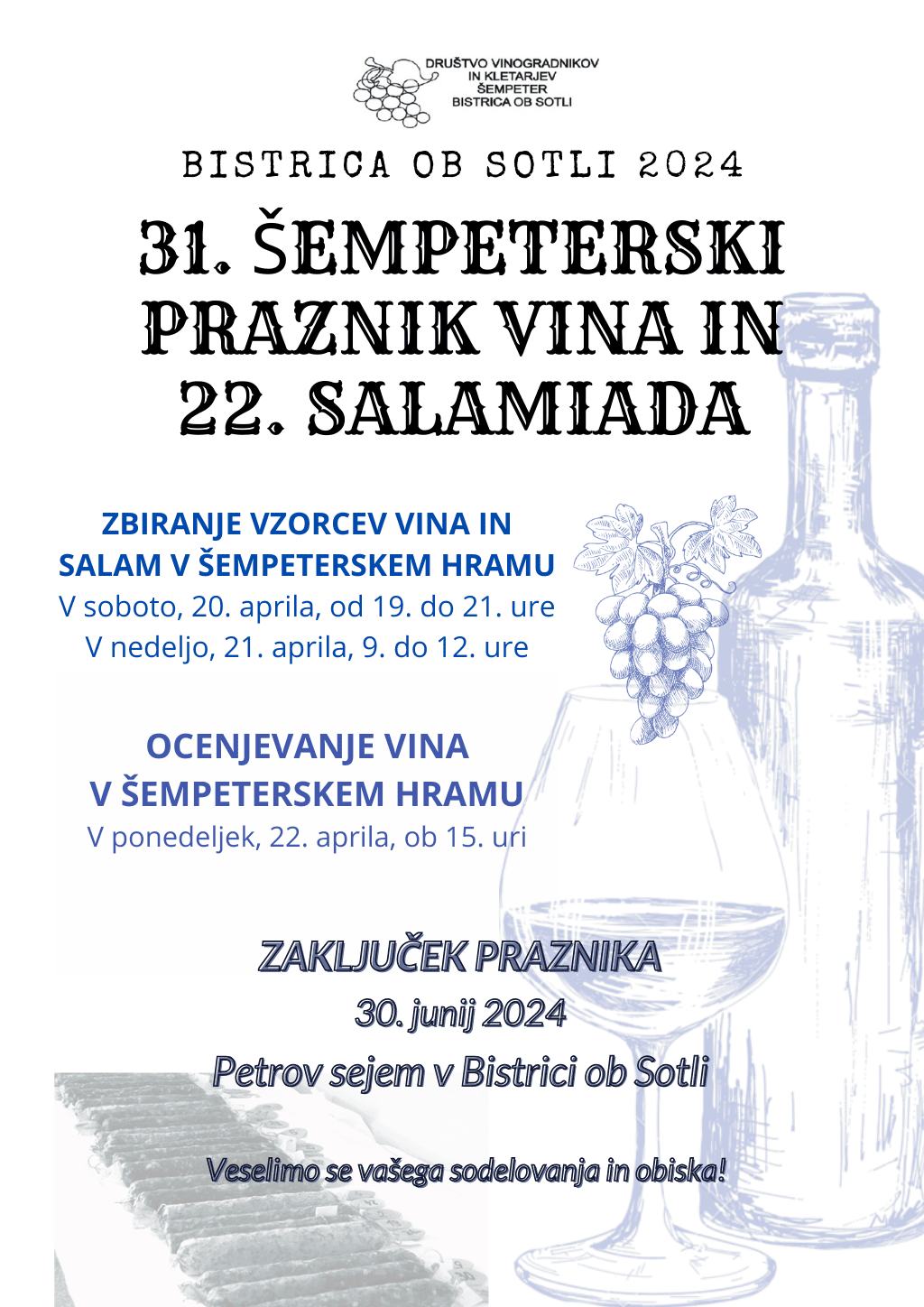 ZBIRANJE VZORCEV VINA IN SALAM